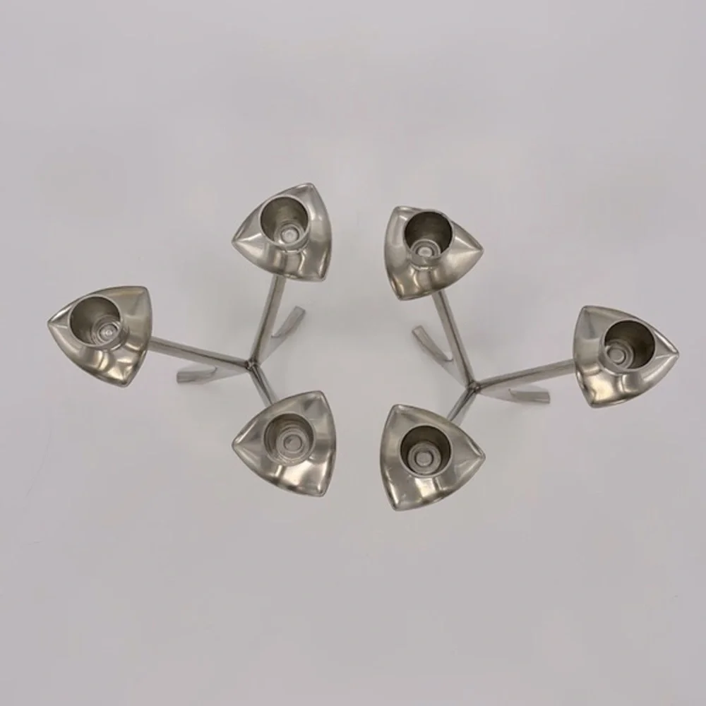 Vintage Pair Of BM Norway Pewter Tripod Candlestick Holders